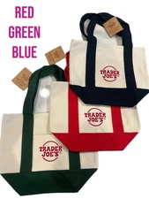 Trader Joe’s Mini Canvas Reusable Tote Bags Colorful Canvas Tote Bag 3 Color Set
