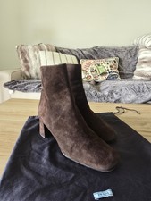 PRADA Women's Leather Chocolate Brown Ankle Boots Size 37
