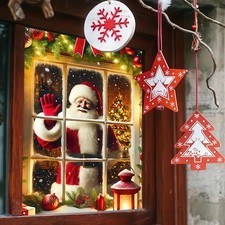 Christmas Backdrop Santa Claus Photo Background 31X47 Winter Window Decorations