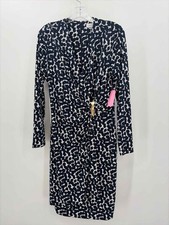 Pre-Owned Calvin Klein Navy Size 10 Knee Length Long Sleeve Dress