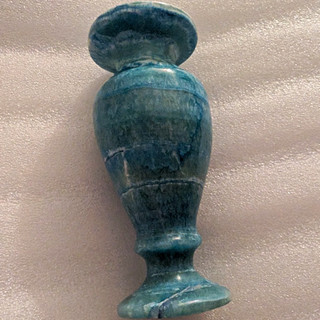 Hand Carved Blue Alabaster Stone Vase Egyptian Style Decorative Urn