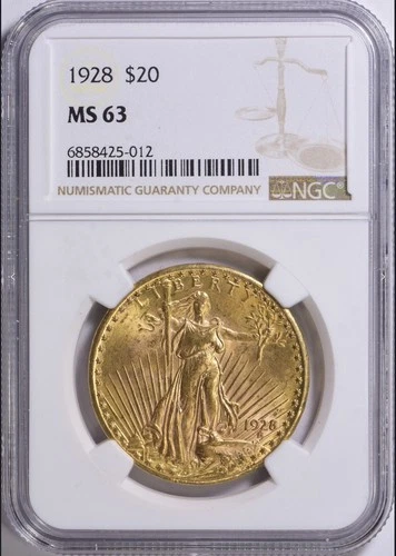 1928 Saint-Gaudens DOUBLE EAGLE $20 Gold Piece NGC MS-63 Coin