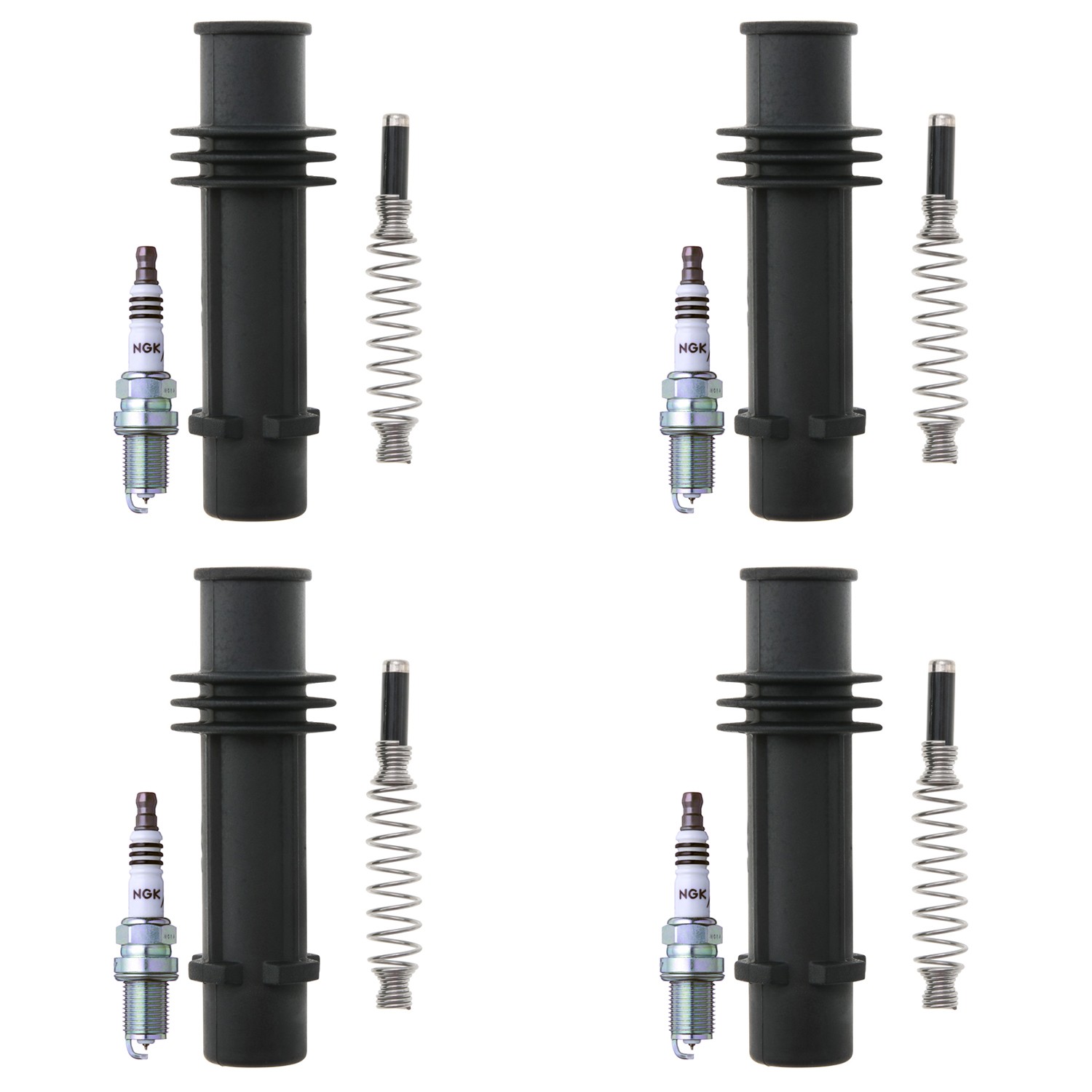 NGK 4 Iridium IX Spark Plugs 4 Coil Boots Kit for Cruze Encore Sonic Trax 1.4 L4