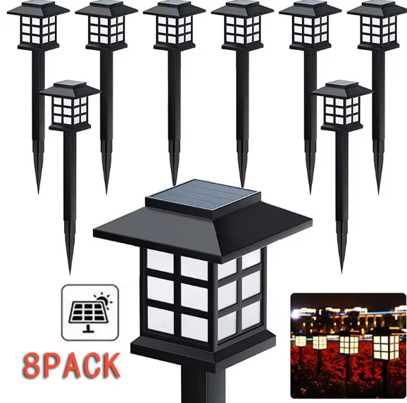 Lampe solaire extérieur pour allée et jardin étanche luminaire de sol LED autonome lot de 8