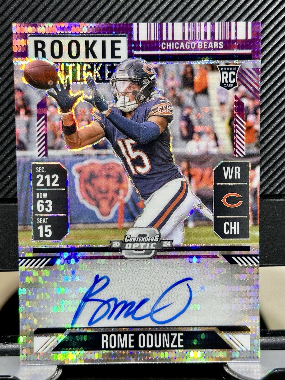 2024 Contenders Optic Rome Odunze Rookie Ticket Auto Purple Pulsar  /27