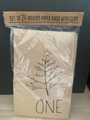 Brown Paper Advent Bags with Mini Clothes Pins Christmas Countdown Calendar
