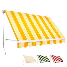 [4 COLORI] Tenda Da Sole a Caduta Avvolgibile 400x300 cm con Braccetti e Asta