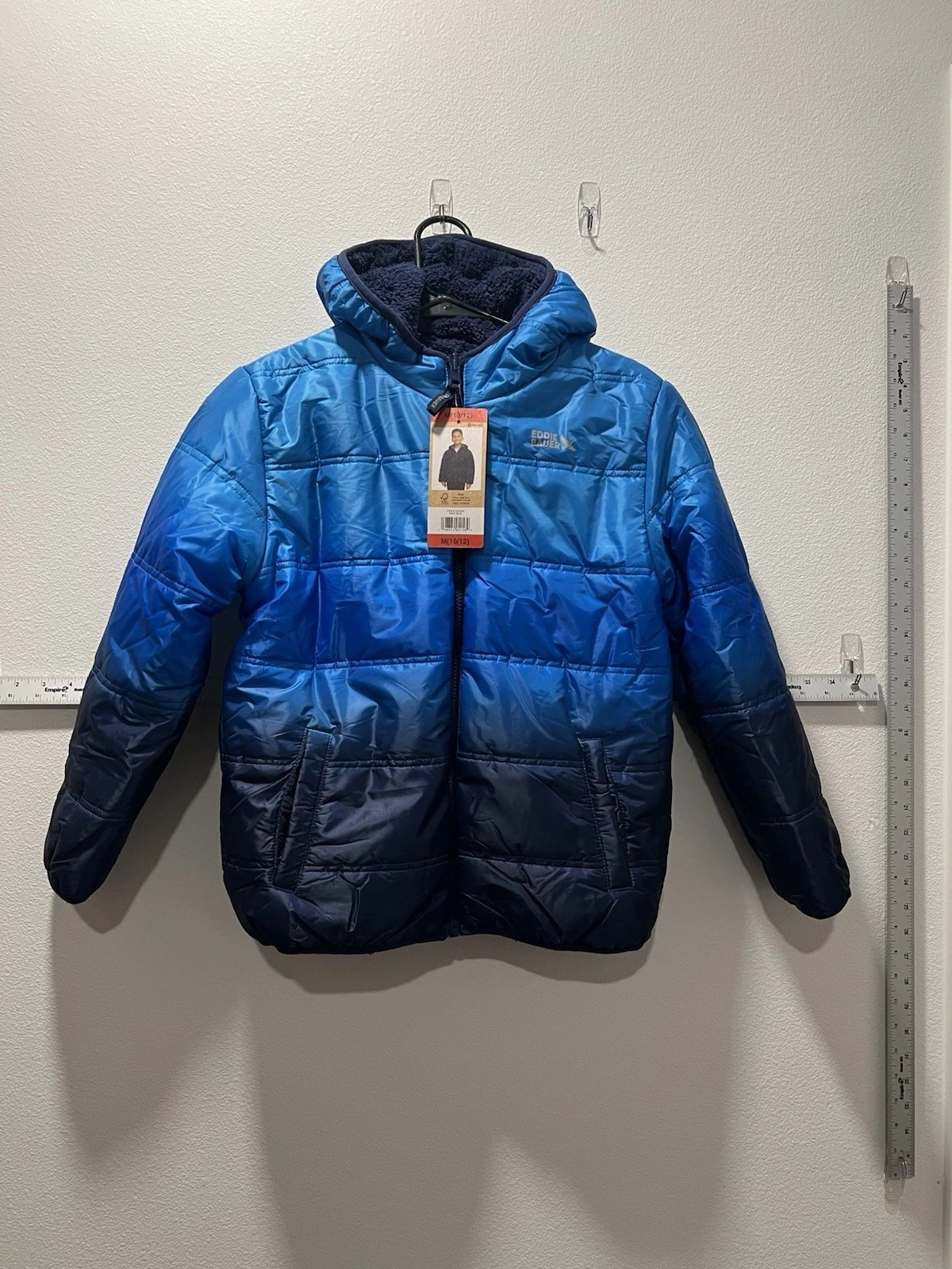 Eddie Bauer Youth Boys Reversible Jacket - Blue - Size Medium (10/12) NWT