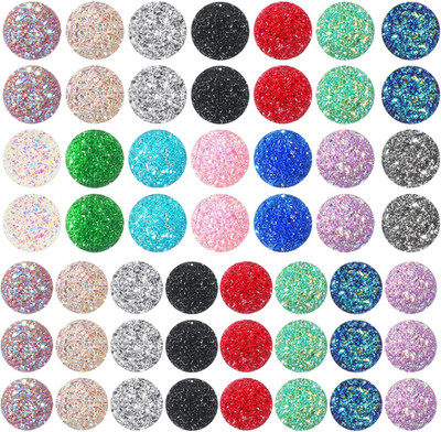 100 Pcs Faux Druzy Cabochons for Jewelry Making, 10Mm and 12Mm round Flat Back