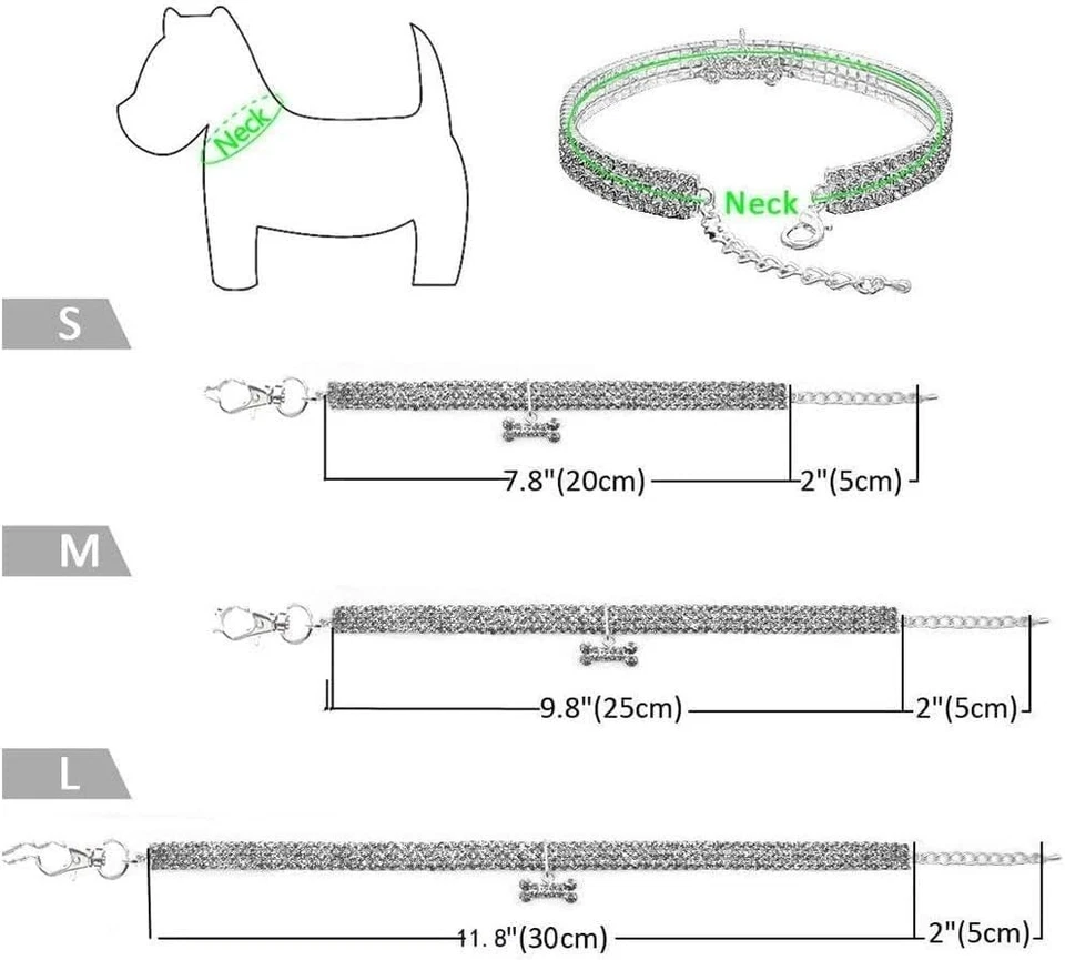 Collar Collar Perro Gato Estrás Ajustable Cristal Brillante Hueso Rojo Colgante M Foto 4 de 4