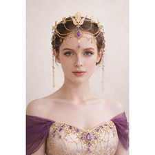 Princess Celestial Goddess Deity Elven Medieval Renaissance Purple Crown Tiara