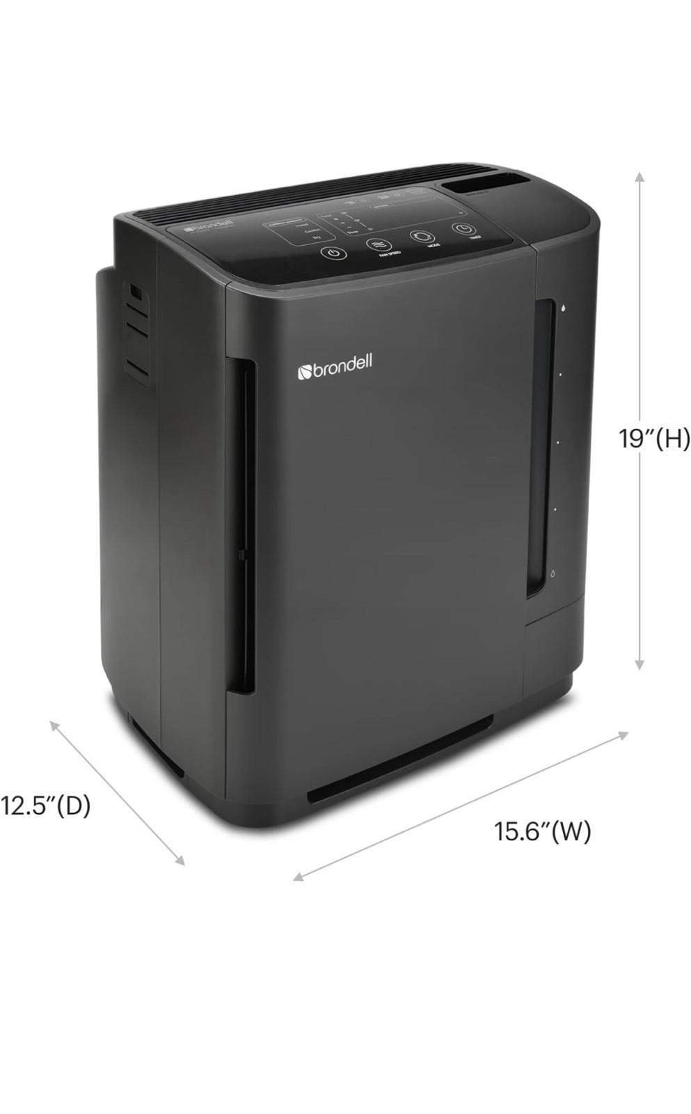 Brondell PR50-B Console Air Purifier - Black - Allergy Relief & Odor Eliminator