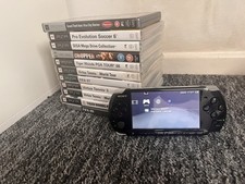 Sony PSP 3000 Slim Black Handheld Game System Tested Working Bundle with Games