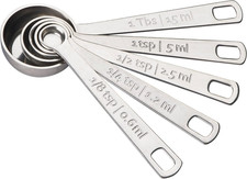 Le Creuset Stainless Steel Measuring Spoons Set of 5, Gold, Dishwasher Safe