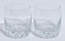 2 Crown Royal Whiskey Rocks 8 oz Glasses with Heavy Base 24 Point Bottom Vintage