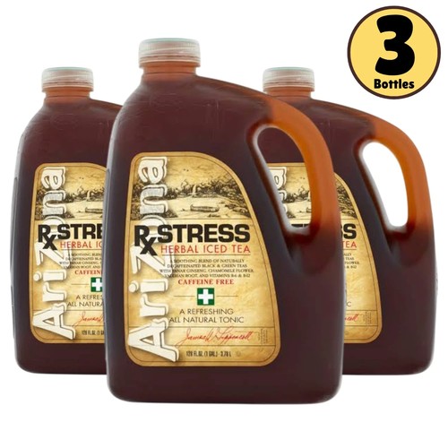 Arizona RX Stress Herbal Iced Tea 128 fl oz Bottles Pack of 3