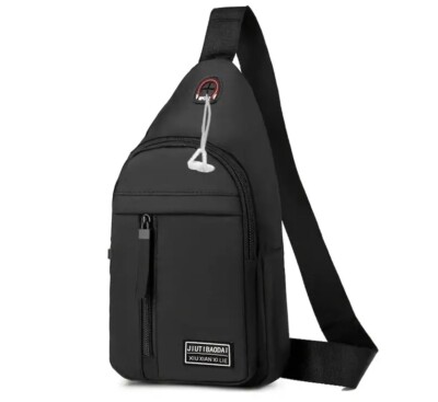 Unisex Nylon Rucksack Tote Bag, Schwarz, Ein Schultertasche