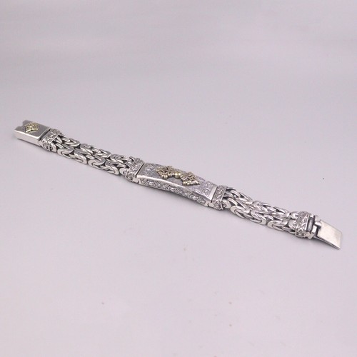 Vintage Silver Bracelet 925 For Men Vajra Double Byzantine Sterling Silve 8.5'' - Picture 4 of 6
