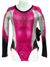 NWOT Balera Gymnastics Long Sleeve Leotard Hot Pink, Scrunchie, Small Size 6 6x