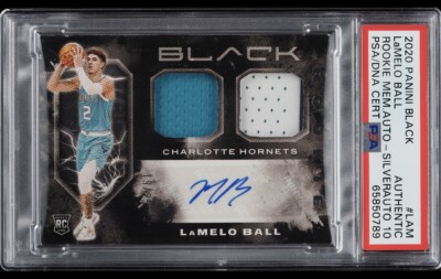 2020 Panini Black Lamelo Ball Silver RC Rookie Dual Patch /25 PSA 