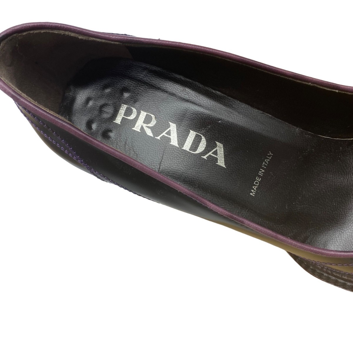 Prada Square Block Pumps Women Sz 36 Deep Purple Leather Prada Square Block Pumps Women Sz 36 Deep Purple Leather