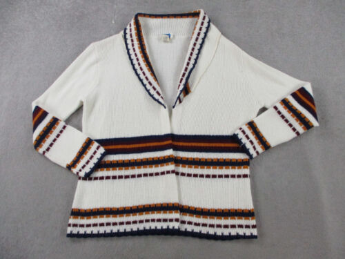 VINTAGE Sears Sweater Women Large White Orange Ca… - image 1