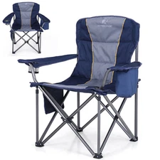 Camping Chair Heavy Duty Folding Chair with Cup Holder Outdoor Portable Chair US