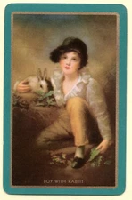 A boy & a Rabbit  vintage swap cards playing card single
