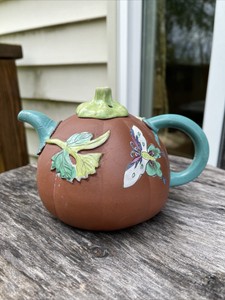OLD 1900's OTC Chinese REPUBLIC PERIOD Enamel Decorated YIXING Teapot Marked
