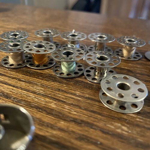 VTG Sewing Machine 9 10 Hole Metal Bobbins Lot 13 Metal Bobbin Holder Zipper Ft - Picture 8 of 8