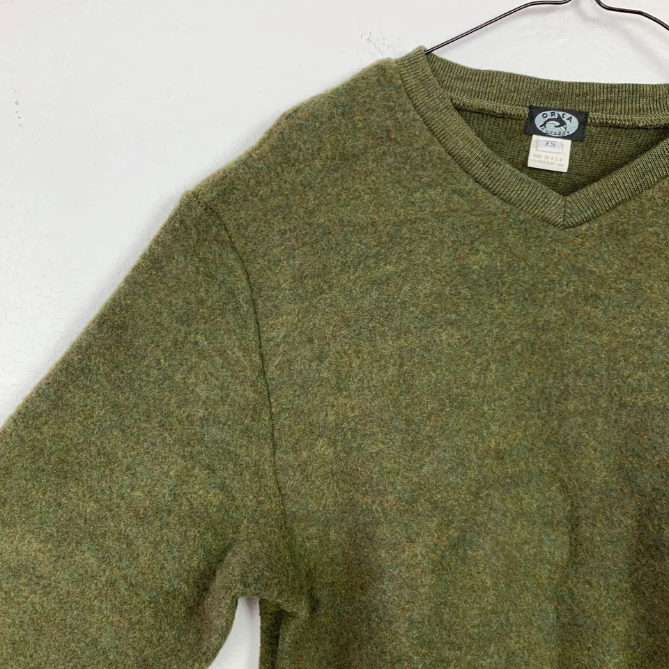 Camisa de manga larga Y2K Orca verde cuello en V polar mezcla acrílica XS Foto 3 de 4