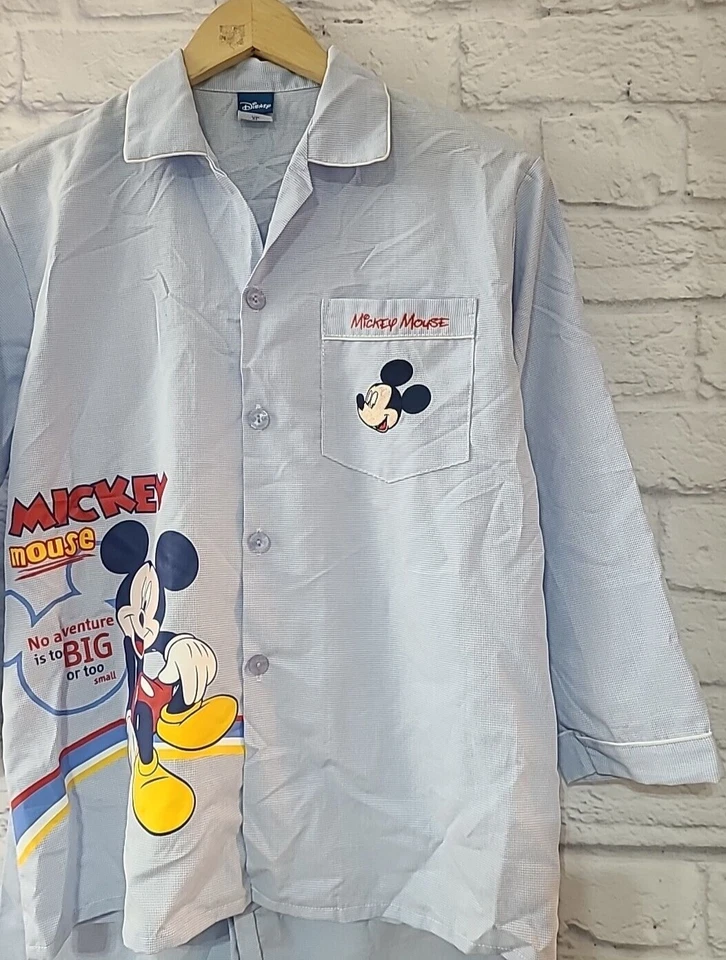 Disney Cool Planet Mickey Mouse Pajama Set Youth XL Light Blue White Sleepwear - Image 2 of 4