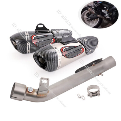 For Suzuki GSXR1000 2007-2008 Exhaust Mid Pipe Slip On Muffler Stainless Steel