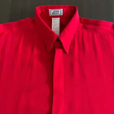 red versace dress shirt GIANNI VERSACE red silk blend men's shirt size IT 48 from F/W 1993/94