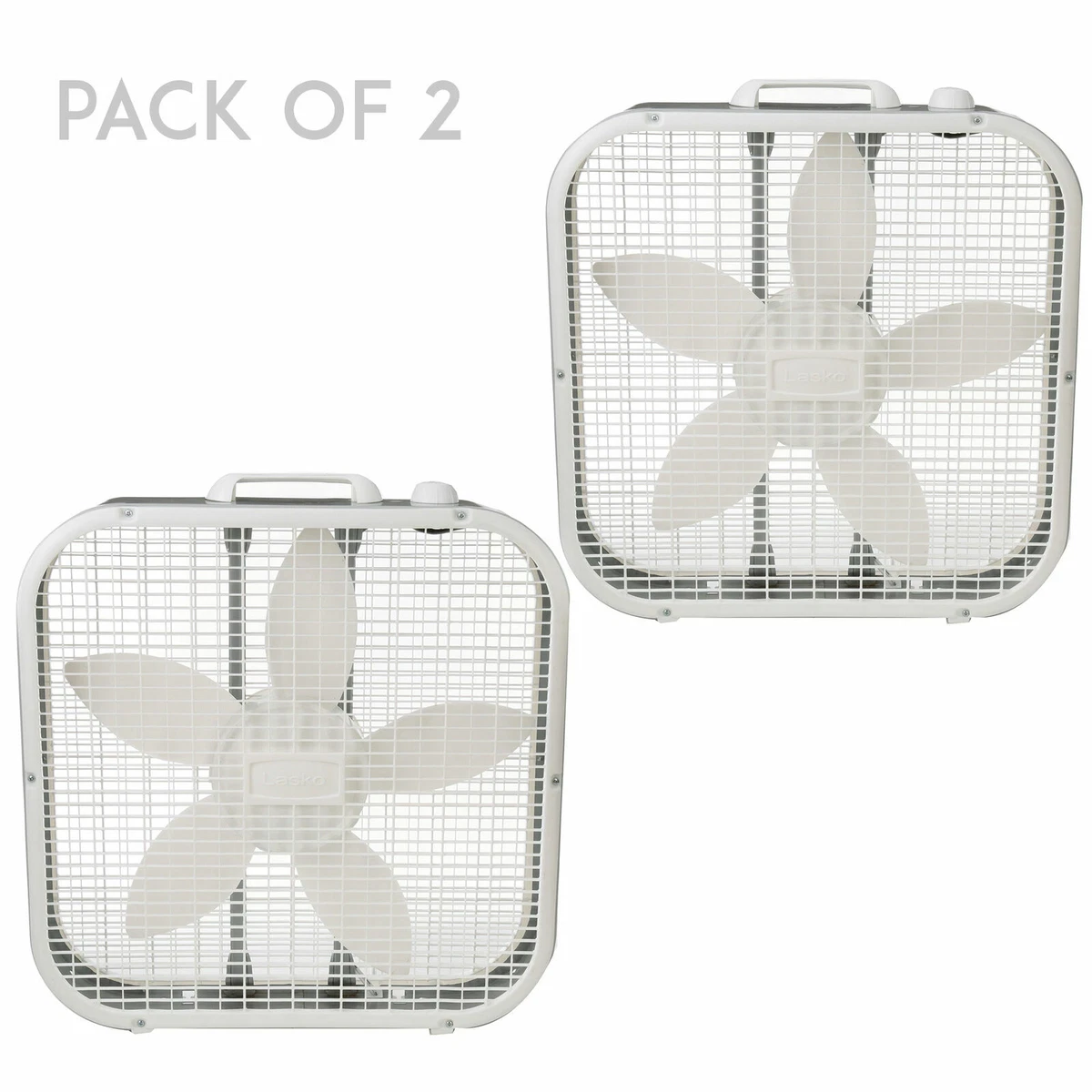 20 Inch Box Fan 3-Speed (2 Pack) Lasko Portable White Box Fan Air  Circulation 647489601238 | eBay