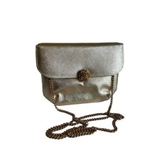 Vtg Saks Fifth Ave Gold Handbag Evening Bag Chain Strap Clutch Purse Pochette