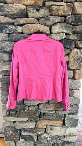 Vintage Womens Bloomingdales Pink Jacket Blazer Silver Button Jacket Sz14P - Picture 2 of 5