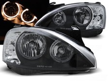 HEADLIGHTS LPOP93 FOR OPEL CORSA C 2000-2006 ANGEL EYES BLACK LHD