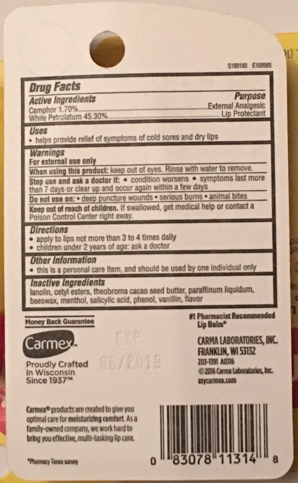 Lot Of 144 Pieces Of Carmex Classic Lip Balm Medicated .35 OZ External Analgesic - Image 4 of 4