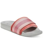 INC International Concepts Microvelour Varsity Slide Slippers (Gray/Wine, XL)