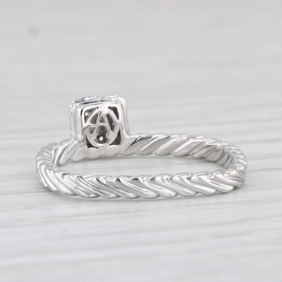 Anillo de Diamantes ALOR Oro Blanco 18k Apilable Talla 7.75 con Caja Foto 4 de 4