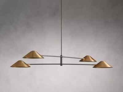 Italian Modern Handmade Raw Brass Shade Sputnik Chandelier Focus Light Fixture