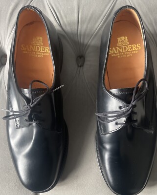 SANDERS WOMENS ESHER BLACK LEATHER PLAIN GIBSON SHOES SIZE 1/2