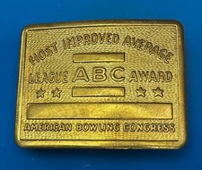 Ready To Engrave - Abc Bowling League Award Belt Buckle Most Improved Average
