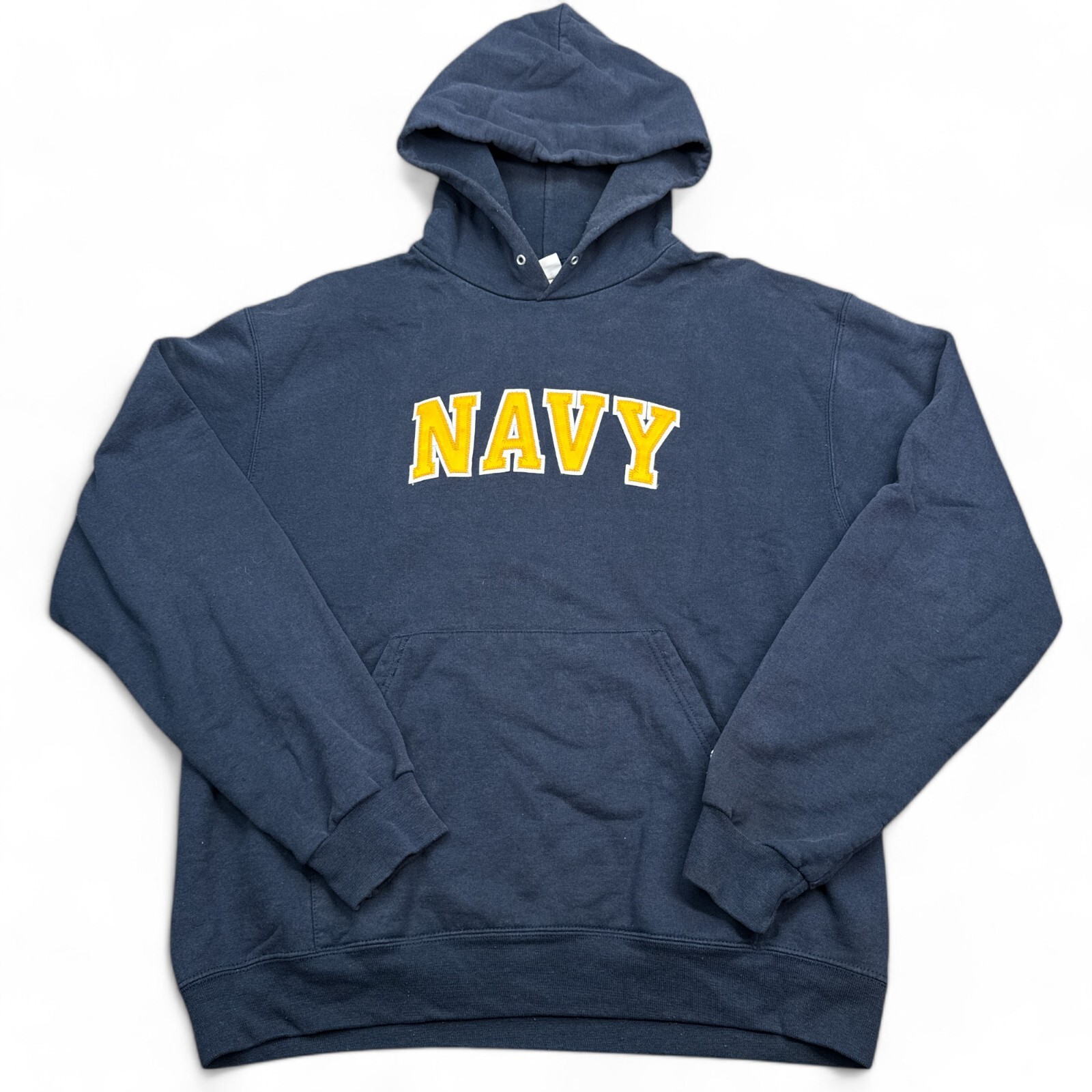 Champion x US NAVY Hoodie Adult Size Large Blue Pullover Sweatshirt Stitched