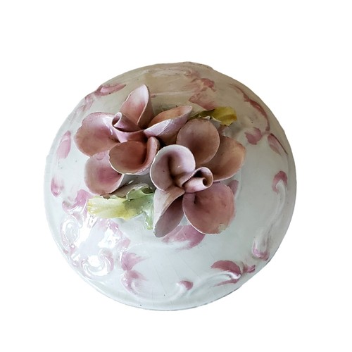 Antiguo tocador italiano de porcelana Capodimonte Shabby Cottagecore rosa floral - Imagen 4 de 9