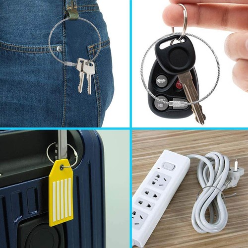 10X Wire Keychain Cable Key Ring Silver Stainless Steel Rope Outdoor Hiking Lock - Picture 7 of 12