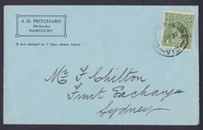1933 KING GEORGE V 1d PRE-DECIMAL STAMP PRITCHARD ORCHARDS COMMERCIAL COVER#B150