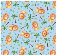 Henry Glass Party Animals Tossed Lions Lt Blue Cotton Fabric By The Yard