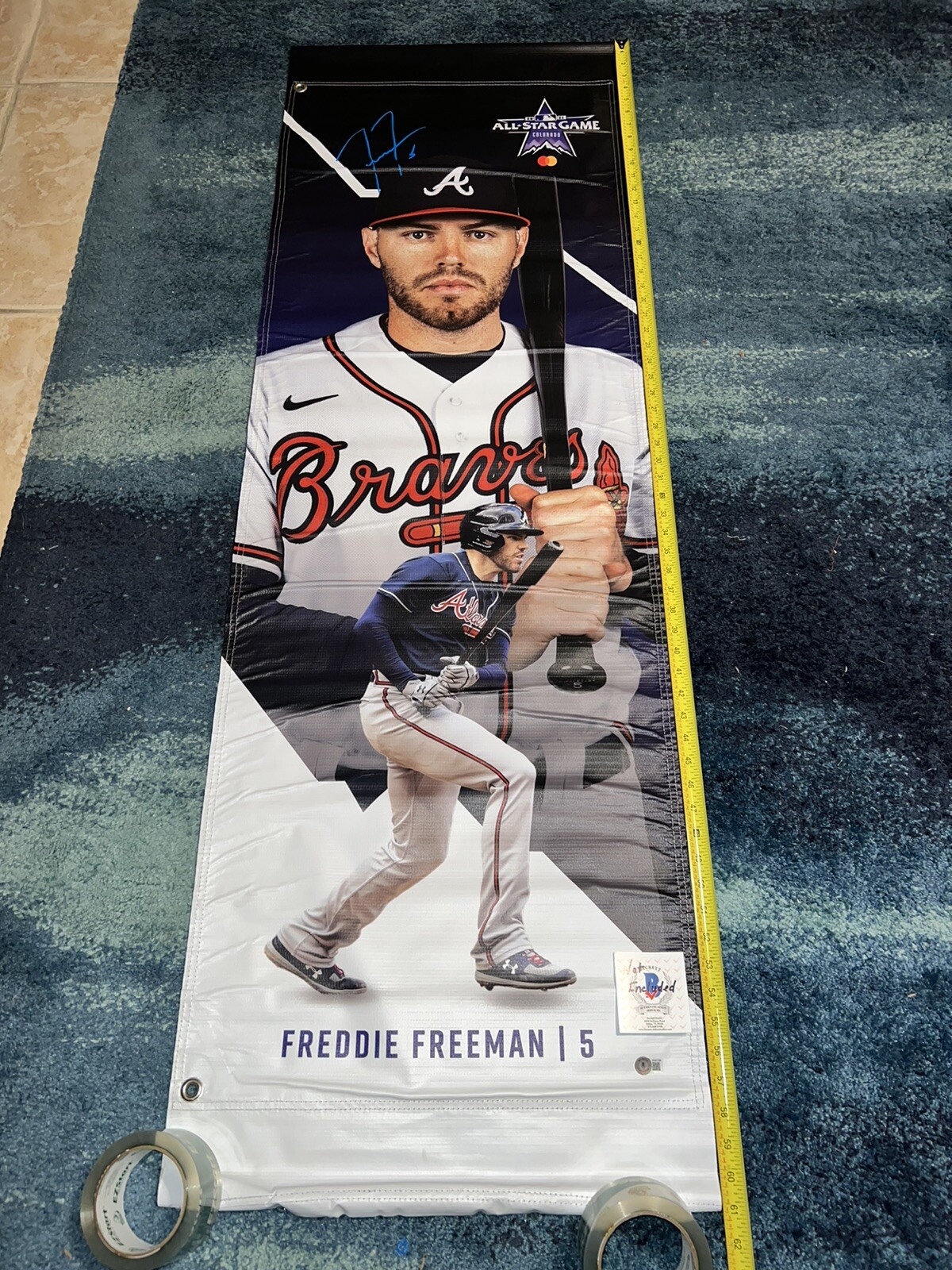 Freddie Freeman Autographed Signed 2021 MLB All Star Banner 60 X 20 Inches Vinyl Beckett 
